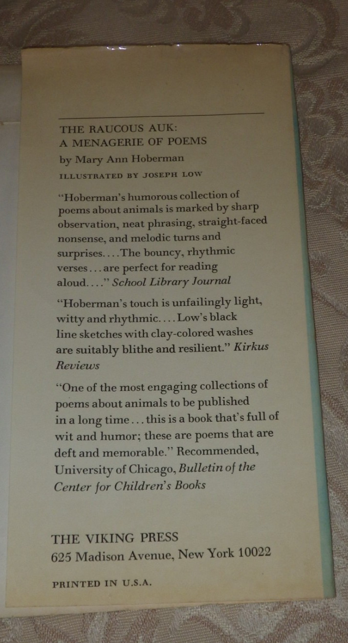 Bugs : Poems By Mary Ann Hoberman 1976 HC 1st ED in Dust Jacket RARE SIGNED!