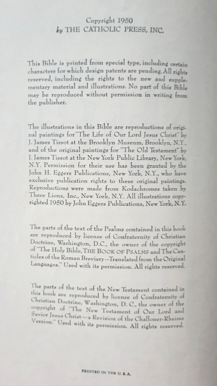 The Catholic Press Family Edition Holy Bible, 1950 John P O’Connell