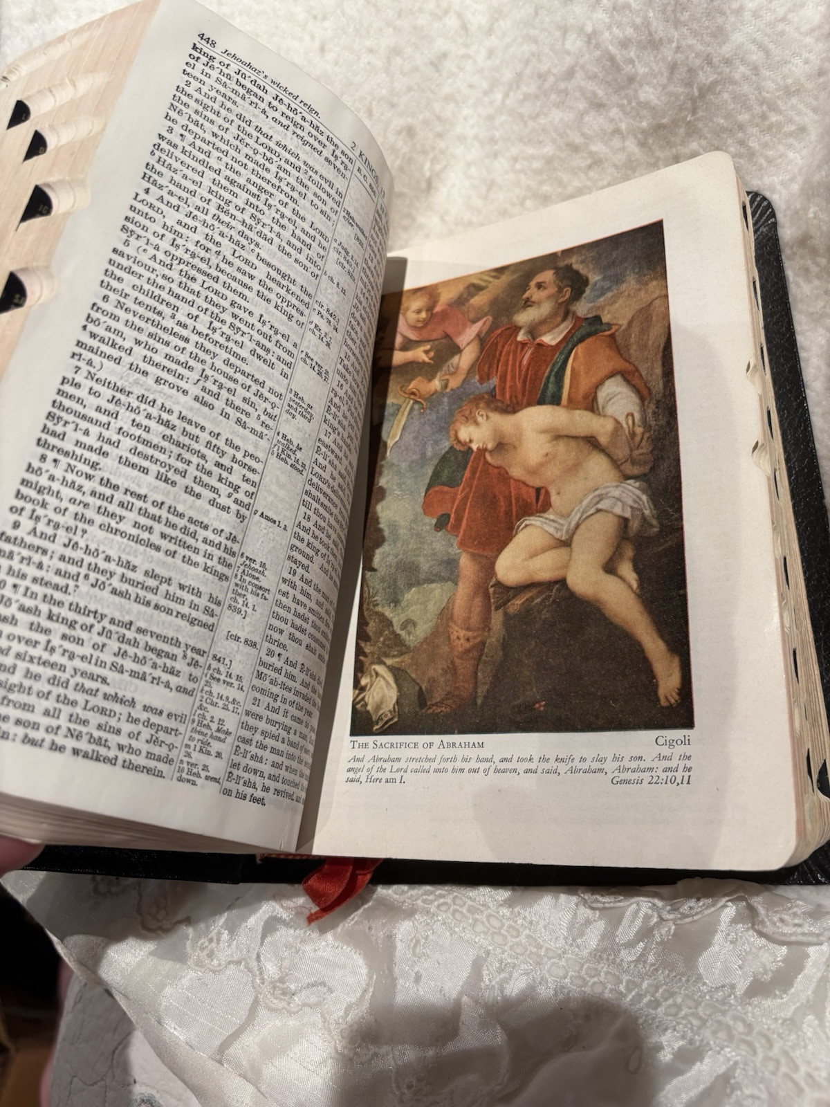 1963 Holy Bible KJV Self-Pronouncing Edition, Red Letter National Bible Press LN