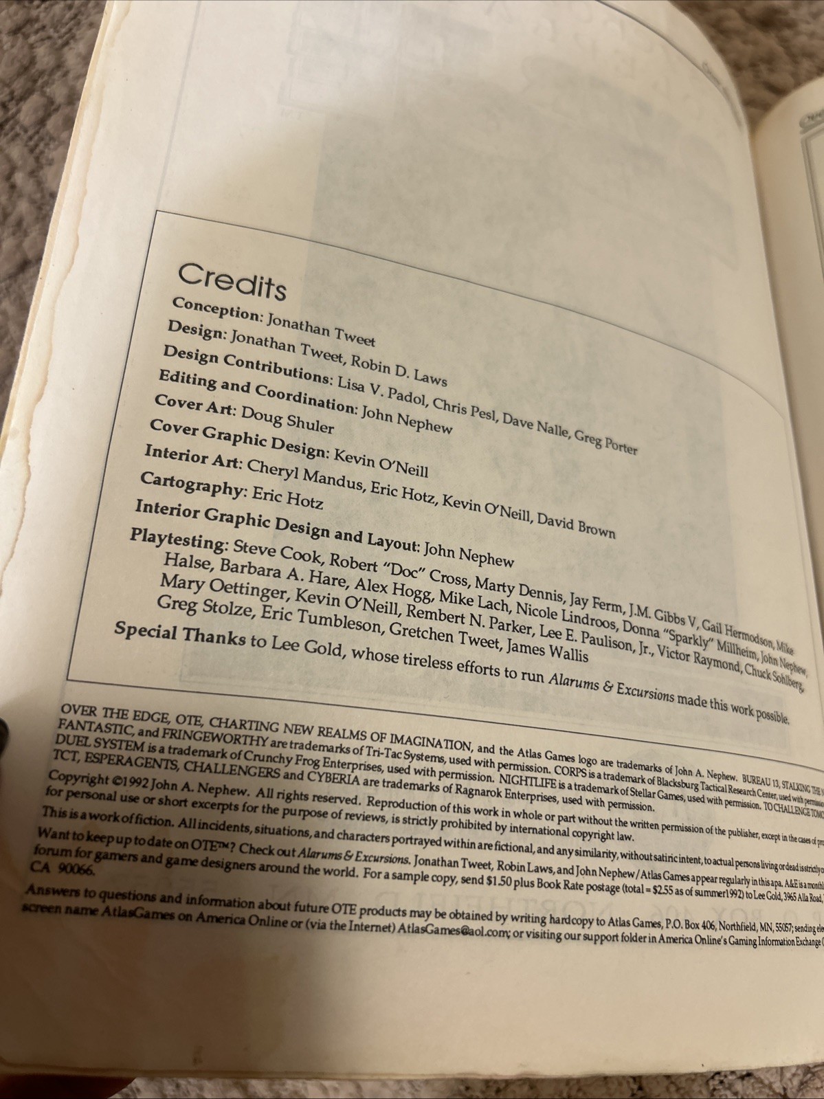 Atlas Games AG 2000 Jonathan TweetOver the Edge: Psychosurreal Roleplaying