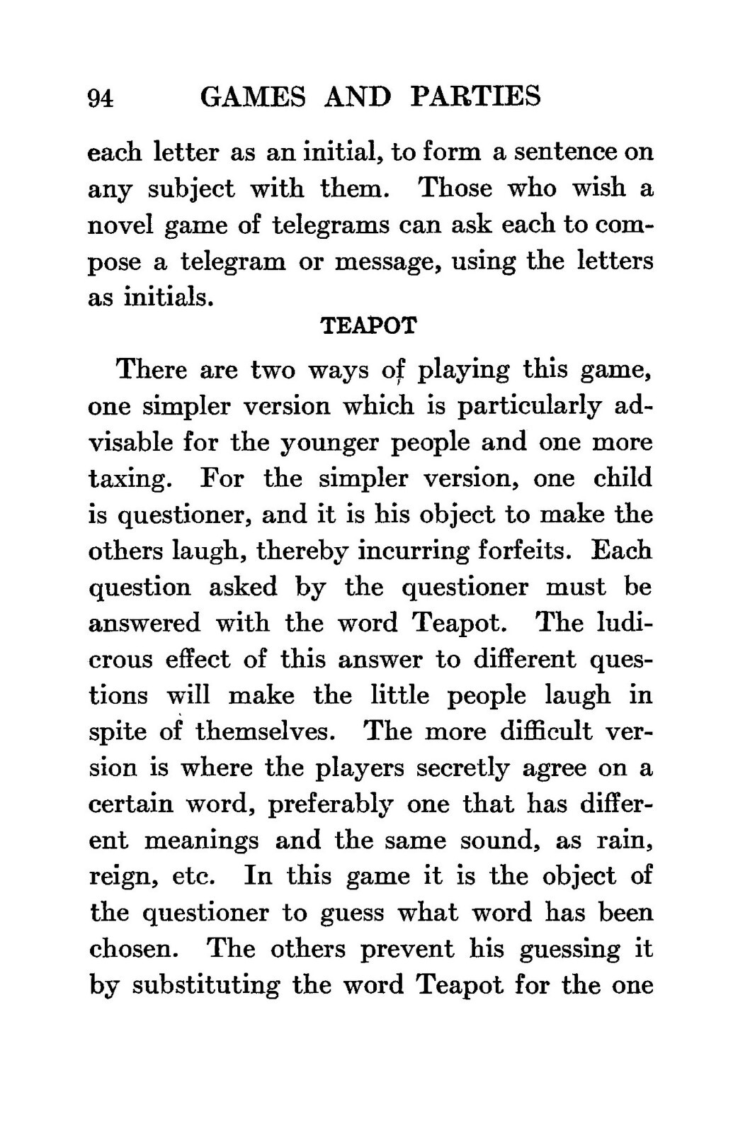 Games And Parties For Children “1916” 194 Pages