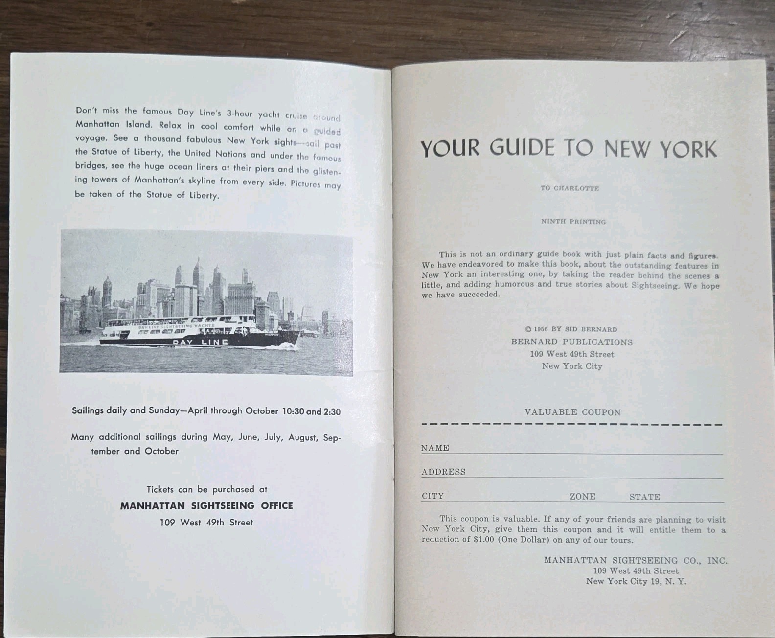 Bernard Publications Your Guide to New York 1956 And 1960 New YorK City Map