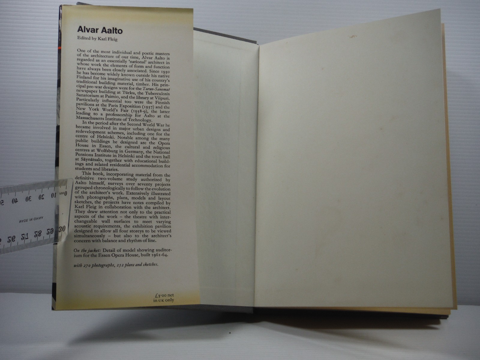 Alvar Aalto by Karl Fleig architecture 270 photographs 252 plans 1975 HC DJ book
