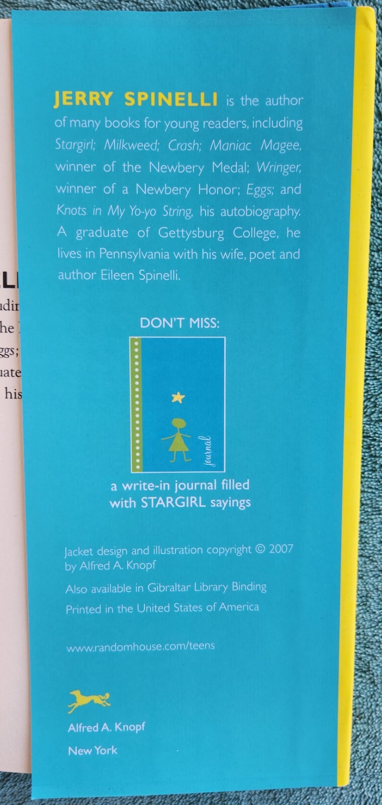 Love, Stargirl By Jerry Spinelli 2007 Hardcover 274 Pages