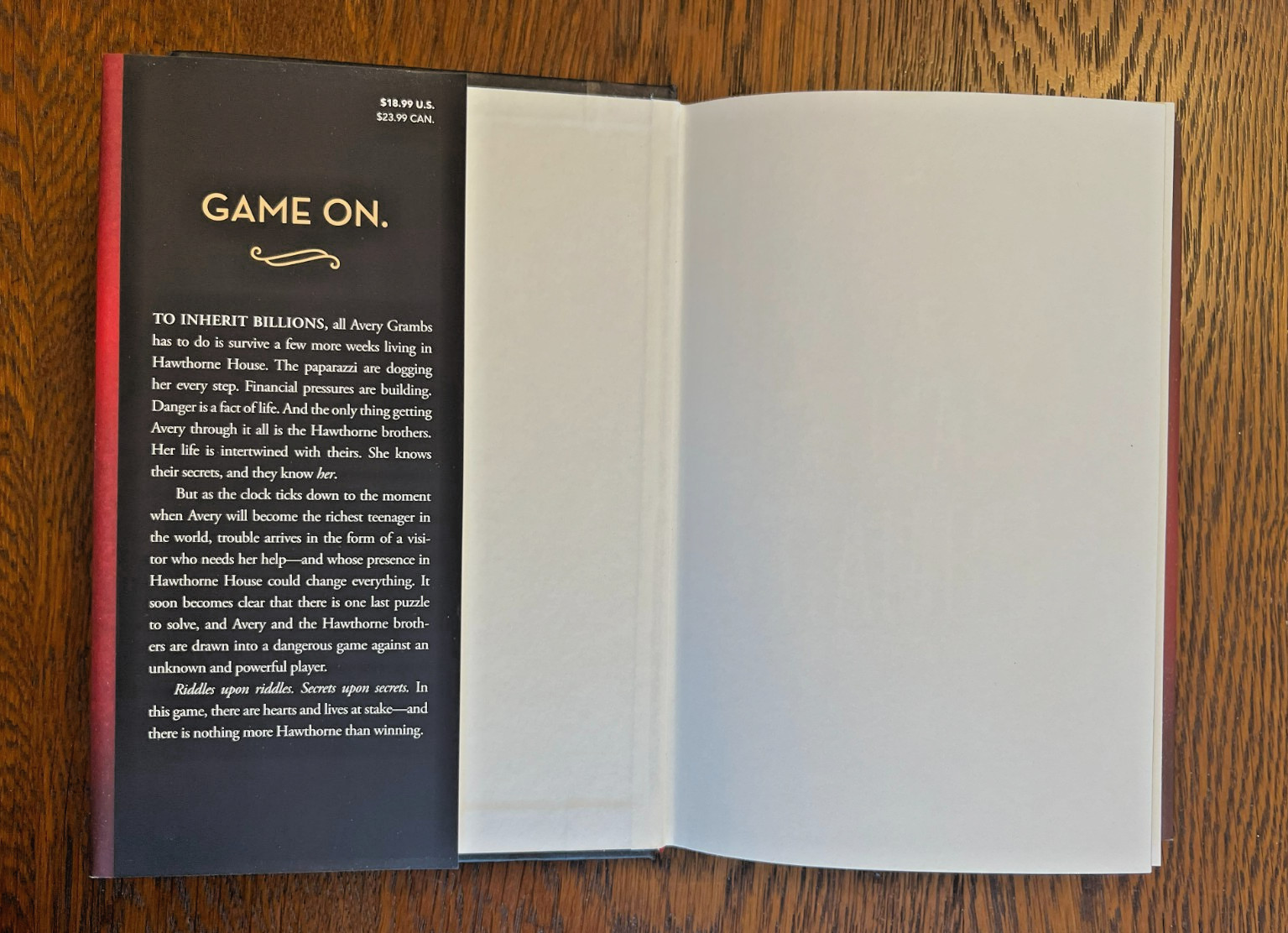 Inheritance Games, Hawthorne Legacy, Final Gambit #3 by Jennifer Barnes LIKE NEW