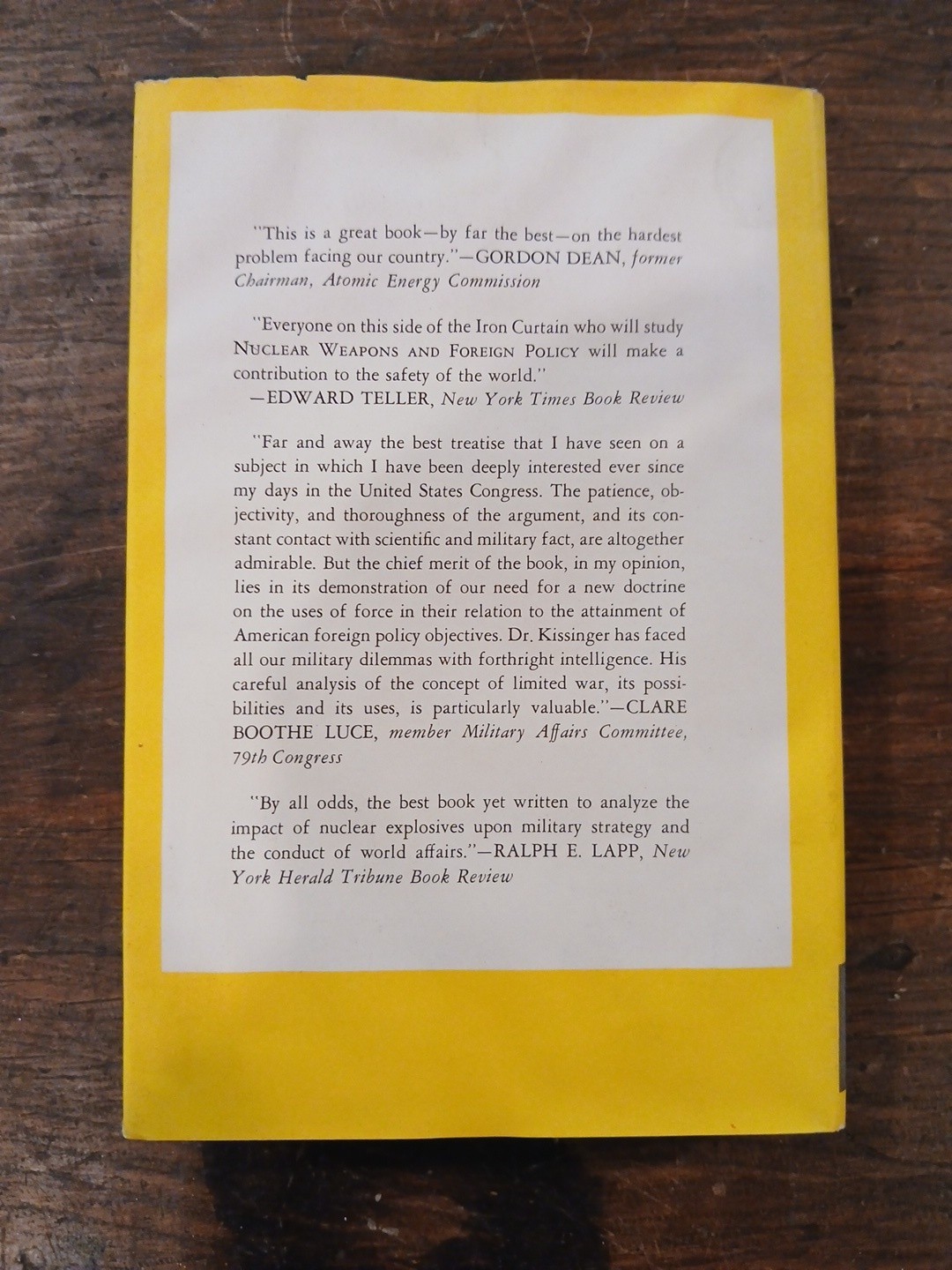 Nuclear Weapons and Foreign Policy by Henry Kissinger 1957 Third Printing