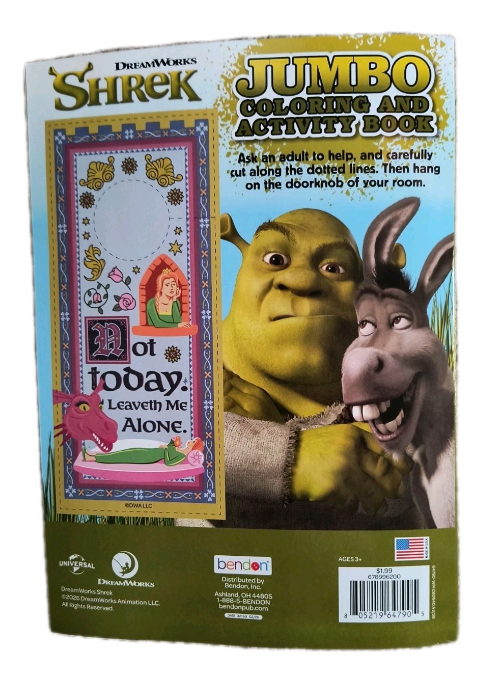 Dreamworks SHREK Jumbo Coloring Book & Activity Book Tear/Share Pages 🆕🆓Ship!