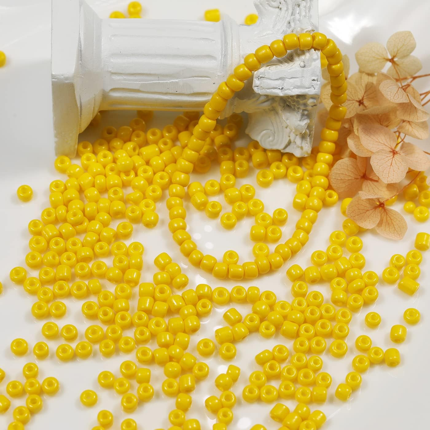 Yellow Color 4mm Seed Beads About 1200pcs/100Grams in Bag, 6/0 Glass Craft Beads