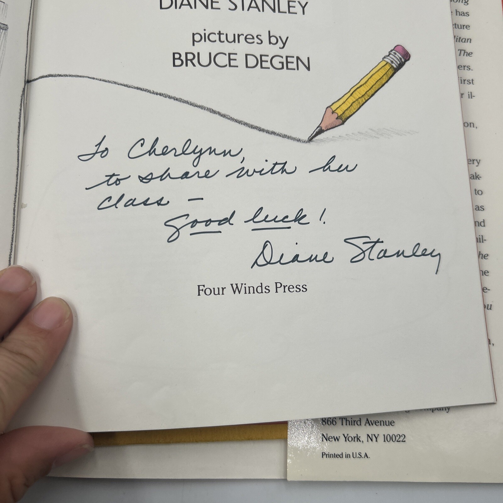 GOOD-LUCK PENCIL by Diane Stanley SIGNED 1986 HC/DJ Illustrated by Bruce Degen