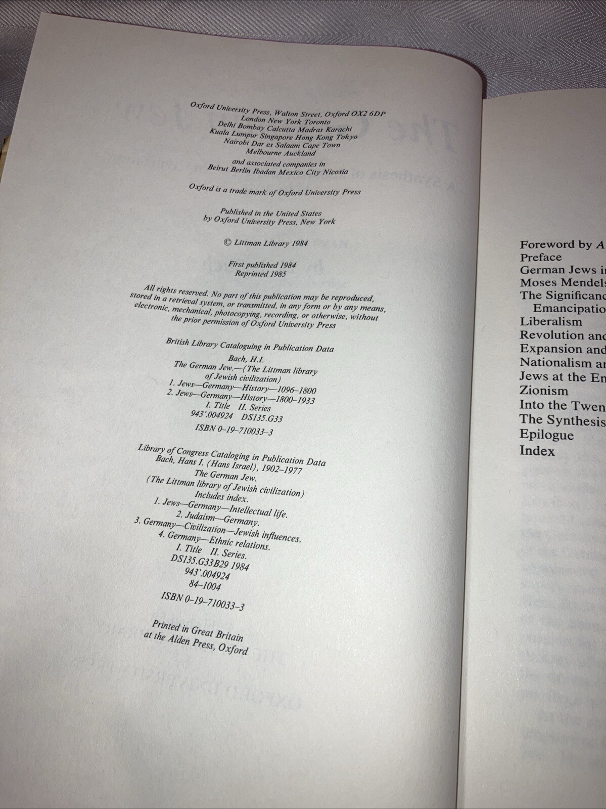 The German Jew Synthesis of Judaism & Western Civilization H I Bach 1984 HCDJ