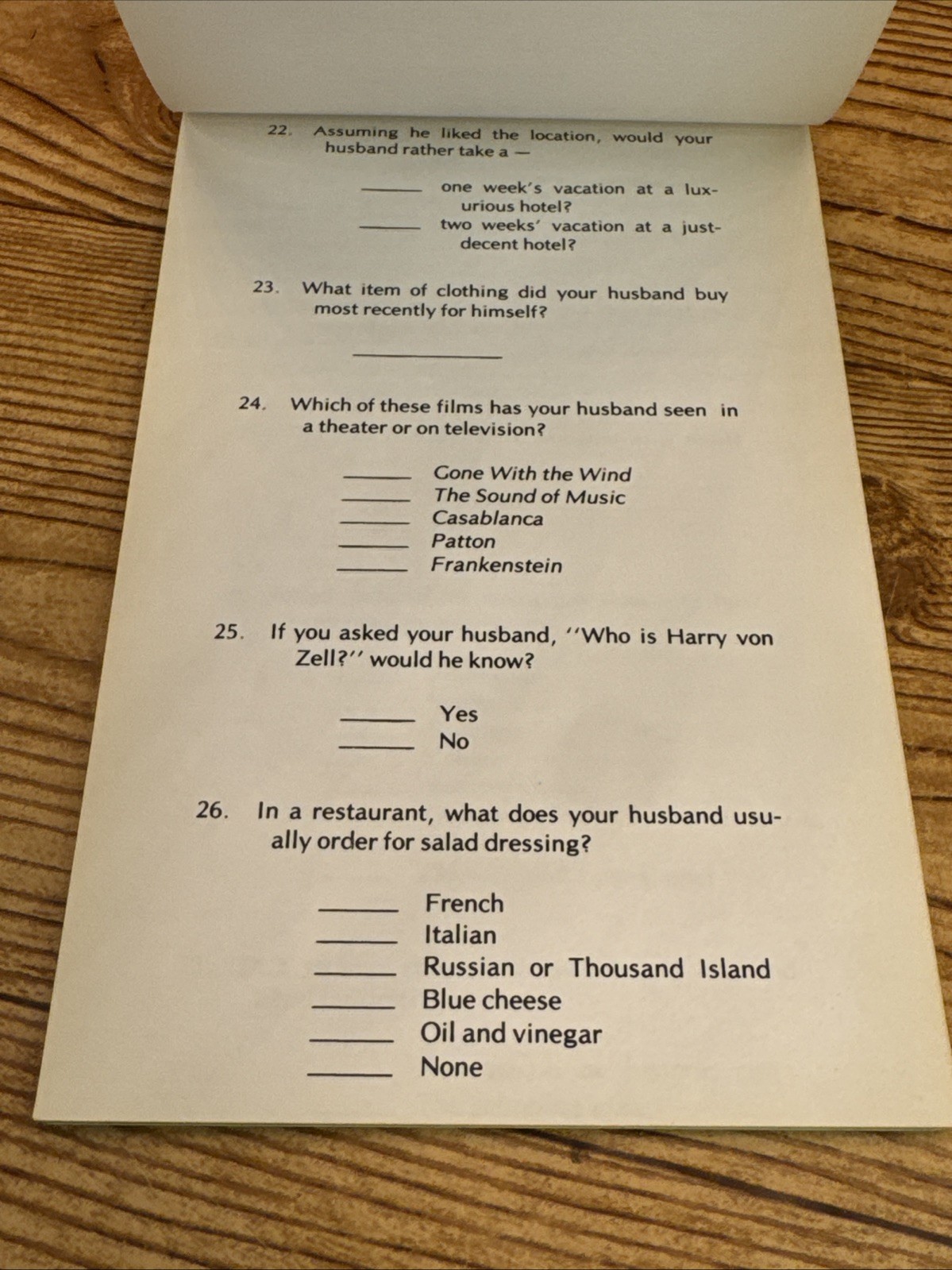 Vintage 1979 Do You Know Your Husband By Dan Carlinsky Workbook