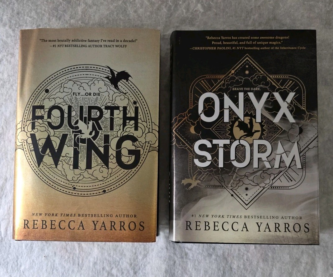Fourth Wing & Onyx Storm Hardcover Sprayed Edges Book 1 & 3 Fourth Is 1st Ed