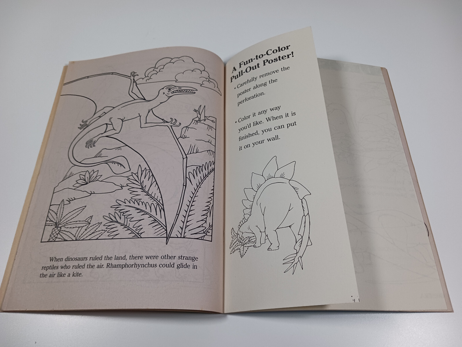 Vintage 1988 All About Dinosaurs Coloring Book w/ Pull Out Poster, Random House