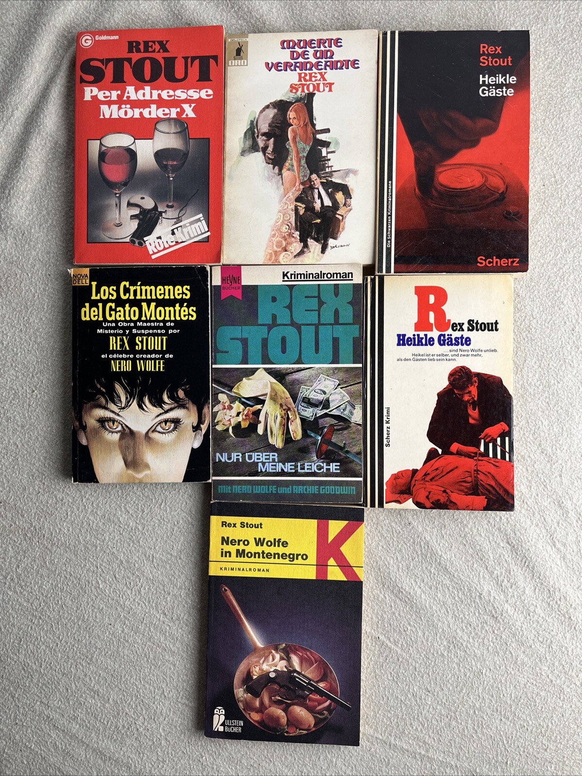 Rex Stout Nero Wolfe Paperback Foreign Language Lot Of 7 – German / Spanish