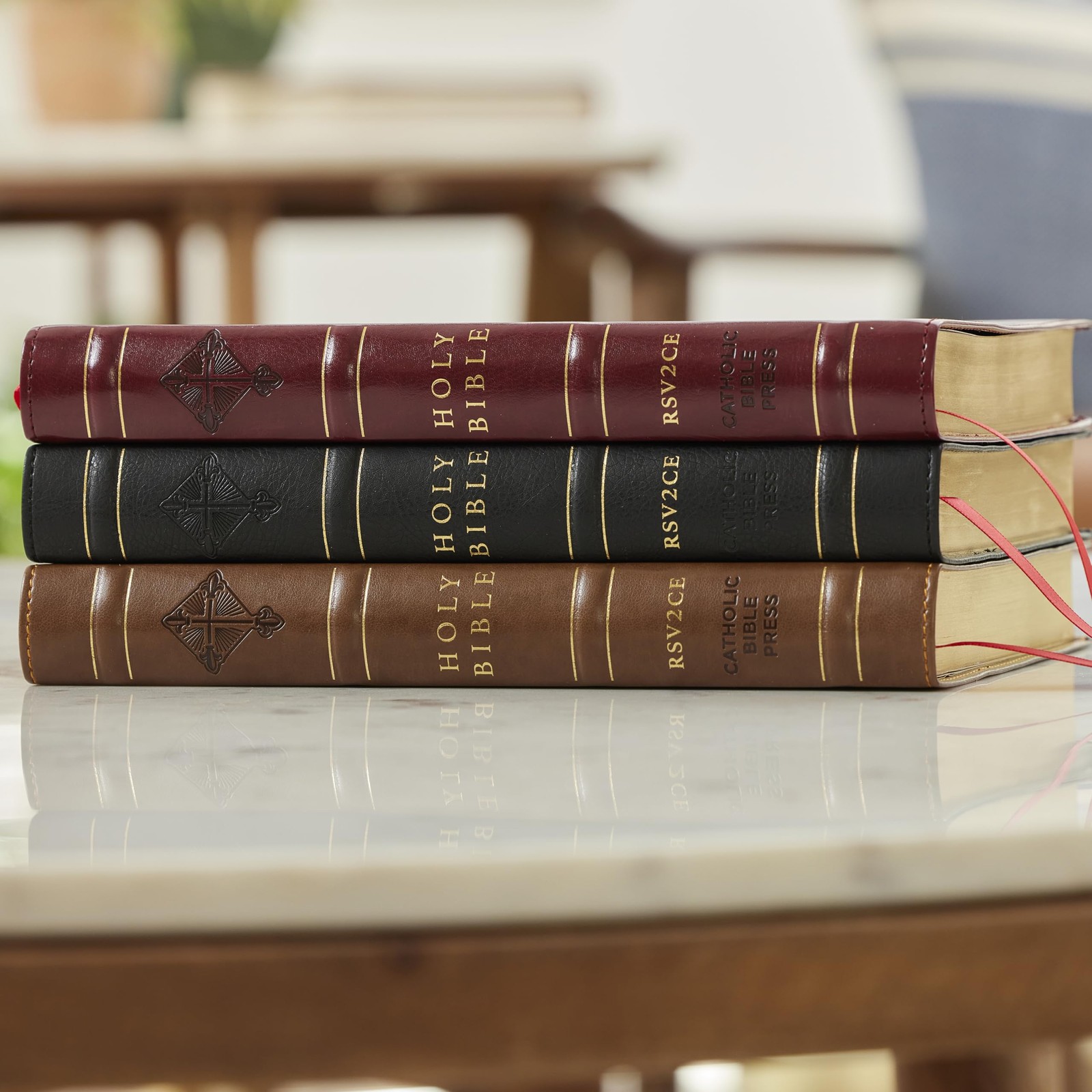 RSV2CE, Thinline Large Print Catholic Bible, Brown Leathersoft, Comfort