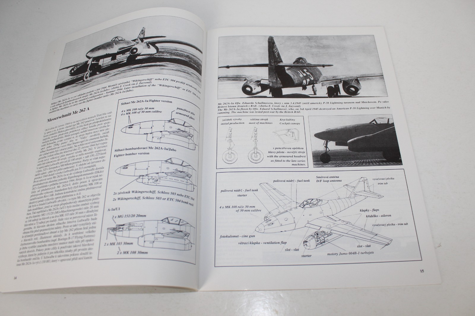 MBI Messerschmitt Me 262 – English/Czech Text – by Miroslav Balous 1st Ed 1995