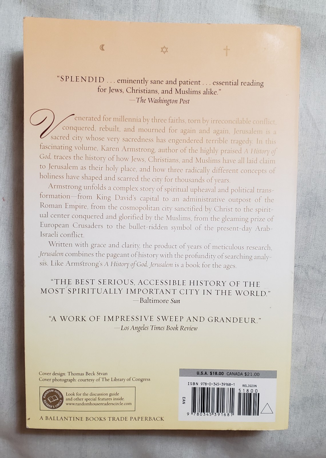 Jerusalem by Karen Armstrong TPB Ballantine Press c1997 Printed 2005 p482 Illus