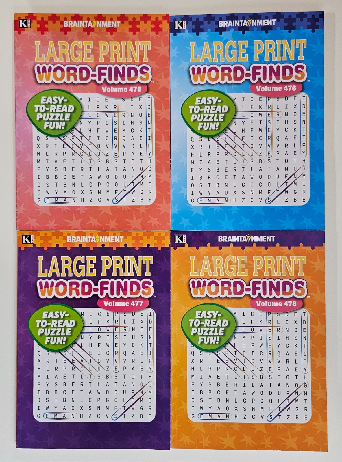 4 New Large Print Word-Finds Puzzle Books Kappa Games Vol #475-478 ~ Search,Hunt