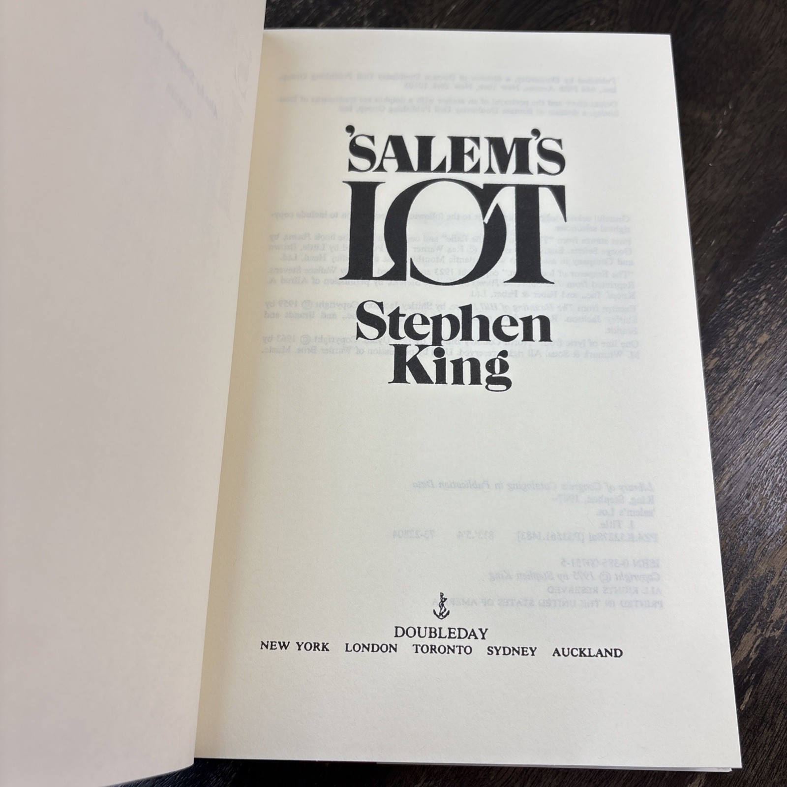 Salem’s Lot by Stephen King (1975, Hardcover)