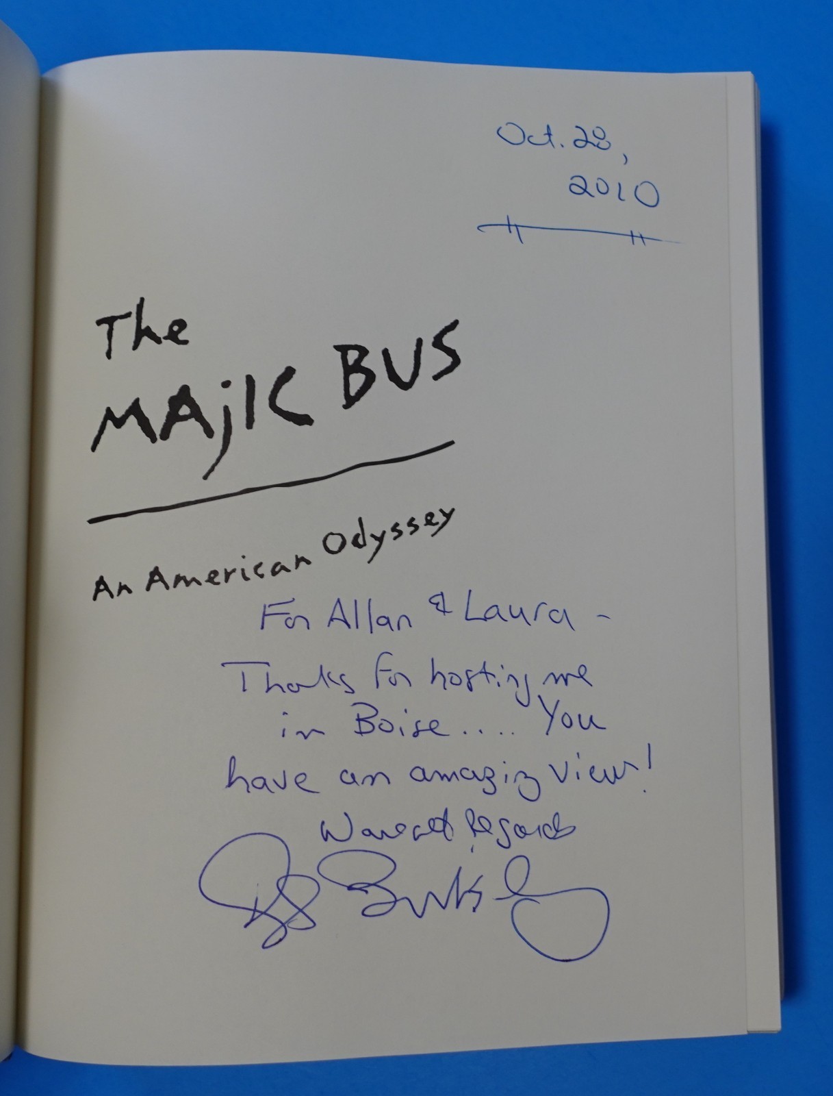 THE MAJIC BUS BY DOUGLAS BRINKLEY, SIGNED-INSCRIBED-PERSONALIZED