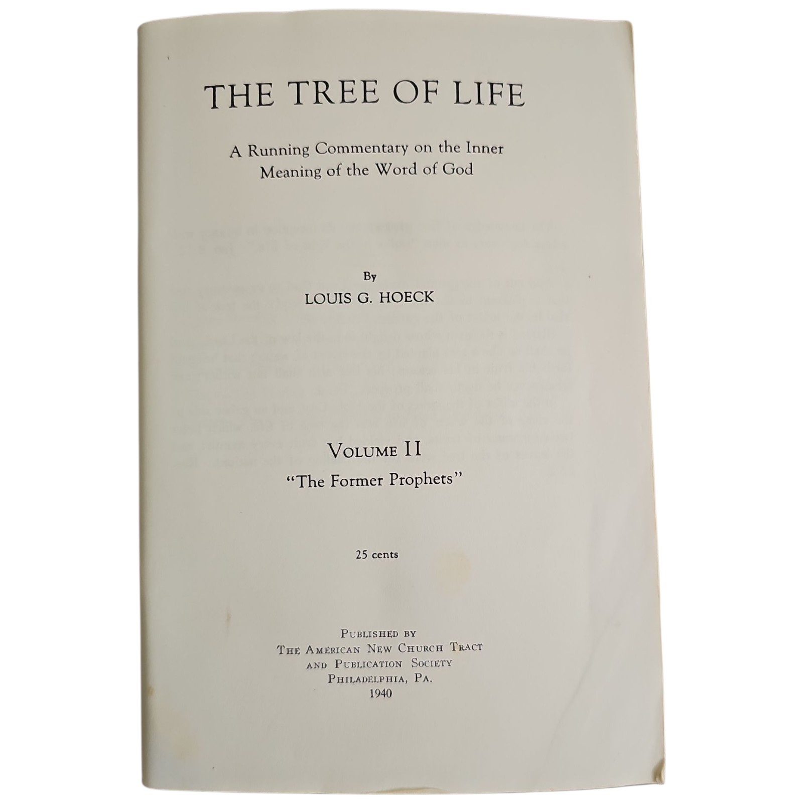 The Tree Of Life Louis G Honecker Vol iI 2 1940 Phamplet