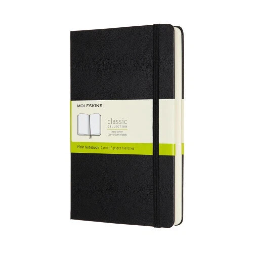 Moleskine Notebook, Large, Plain, Black, Hard Cover (5 X 8.25)
