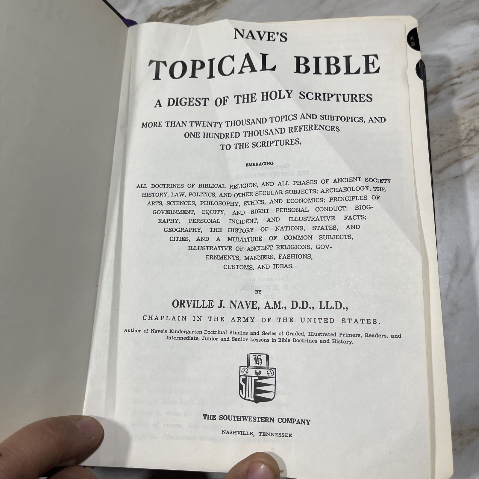 Nave’s Topical Bible Digest Black Leather Bound Thumb Indexed 1962 Southwestern
