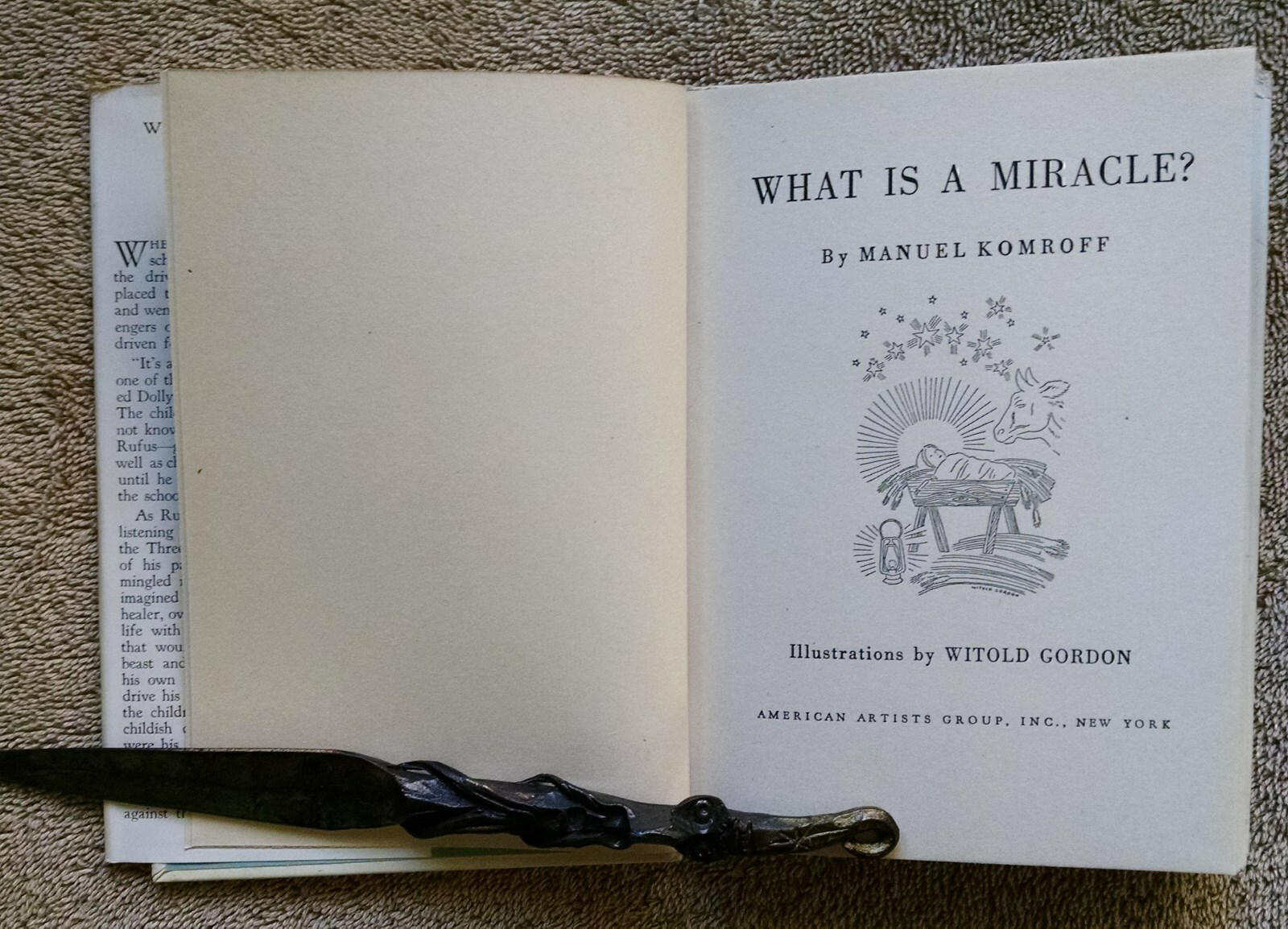 What Is A Miracle? A Christmas Story 1941 Manuel Komroff HC/DJ