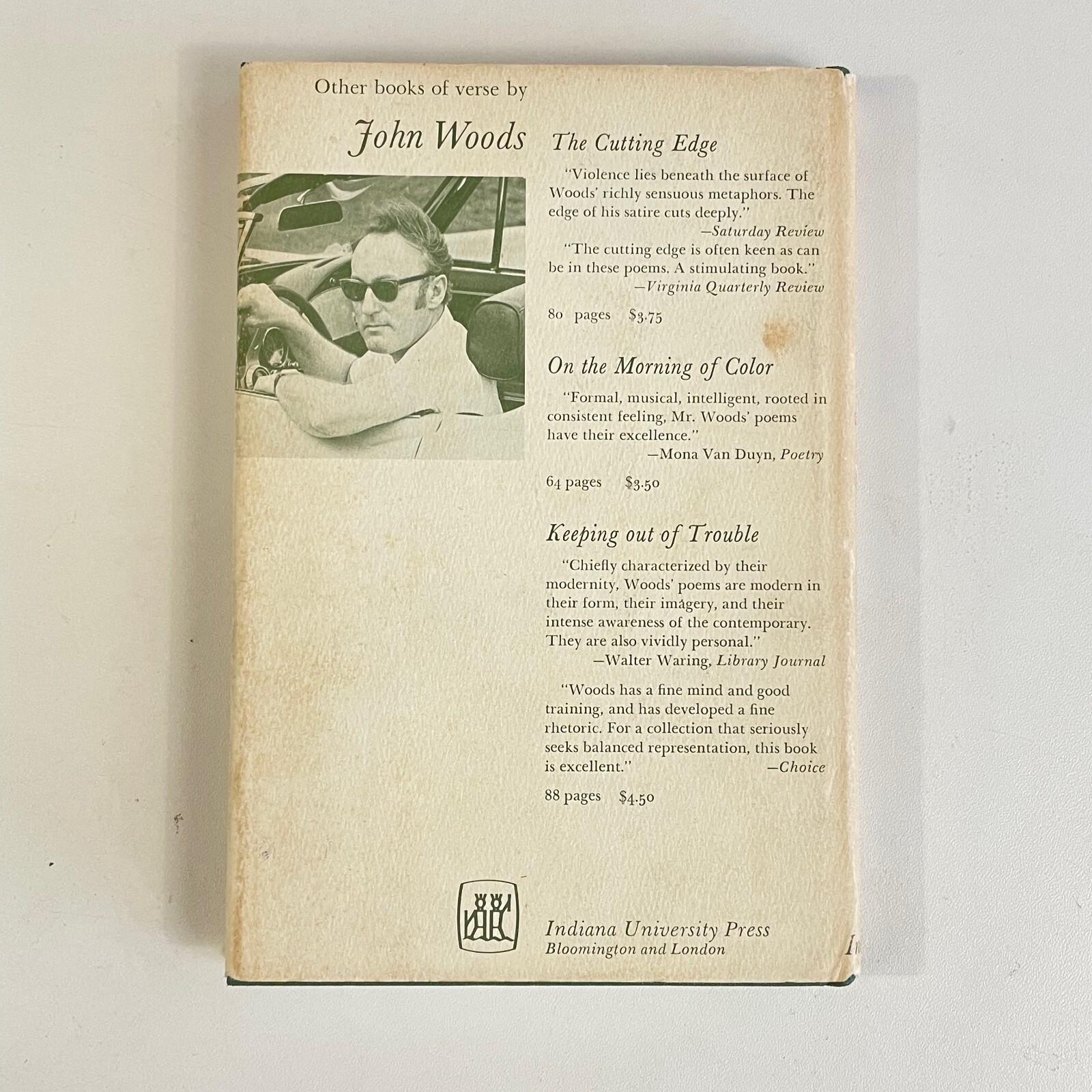 SIGNED Turning to Look Back : Poems, 1955-1970 by John Woods HC/DJ 1972