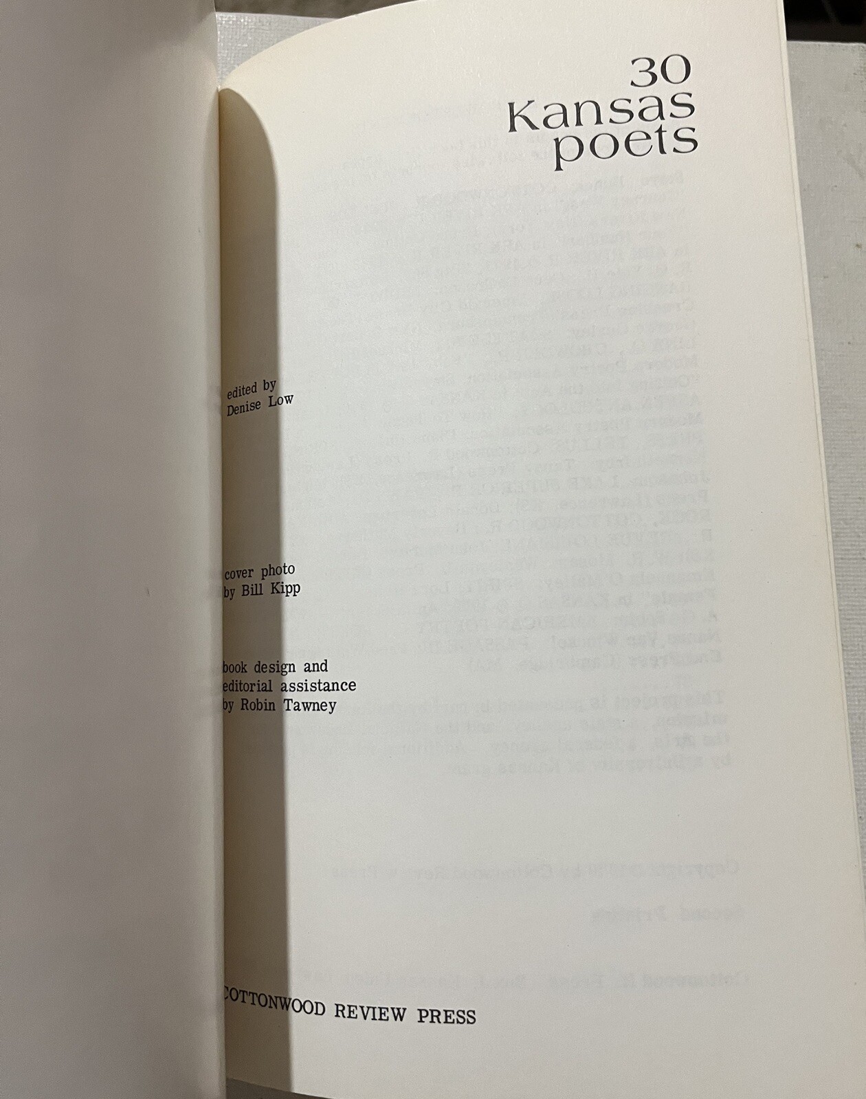 30 KANSAS POETS Anthology Collection 1979 Poems Poetry Verse Cottonwood Press