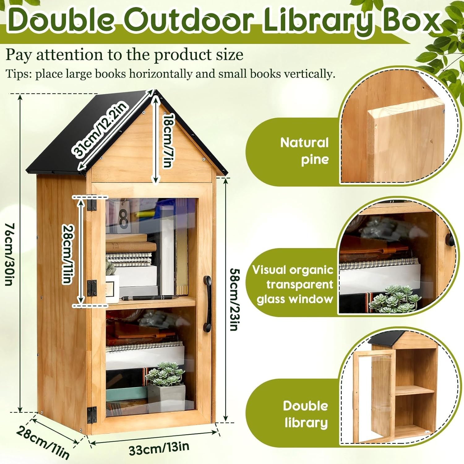 Outdoor Little Library Box – 2-Tier Community Book Exchange & Decor