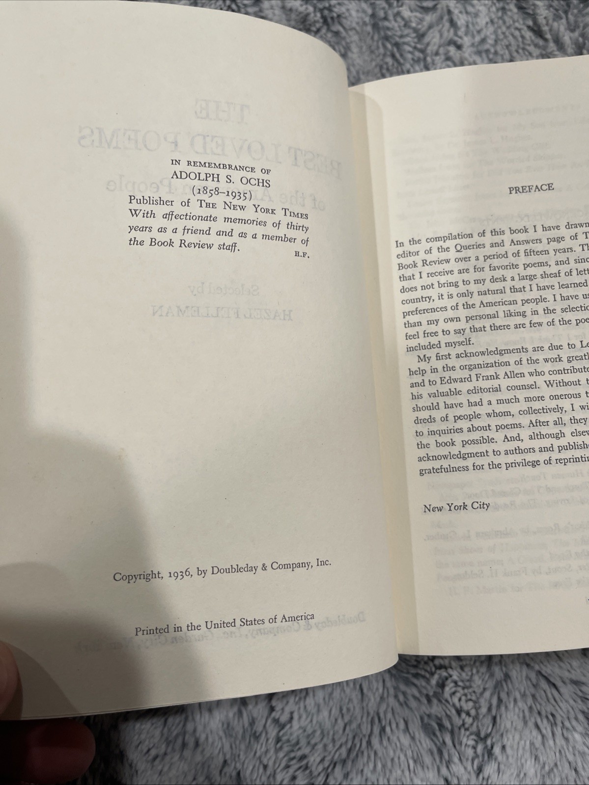 Best Loved Poems of the American People by Hazel Felleman (1936, Hardcover). 1st