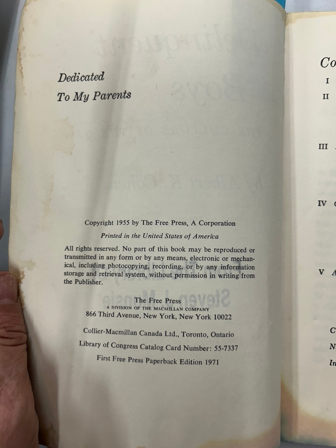 Delinquent Boys Cohen 1971 First Free Press Paperback Sociology The Free Press