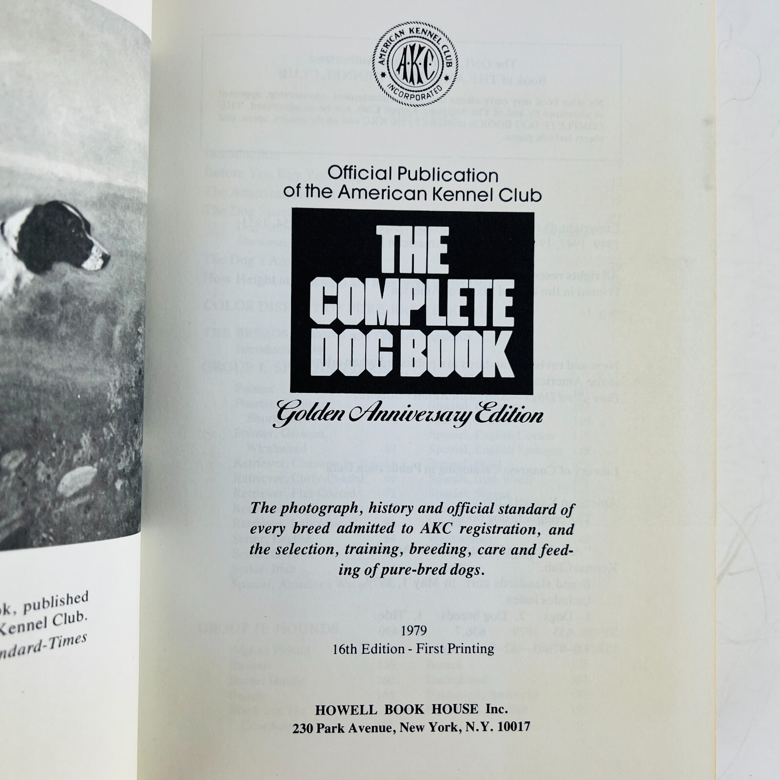 The Complete Dog Book Hardcover 16th Edition First Print Book