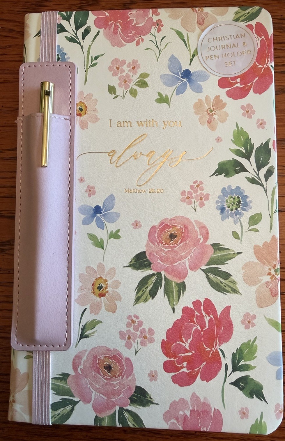 Christian Art Gifts Journal w/Scripture Amazing Grace Pink Flower Pattern -Pen