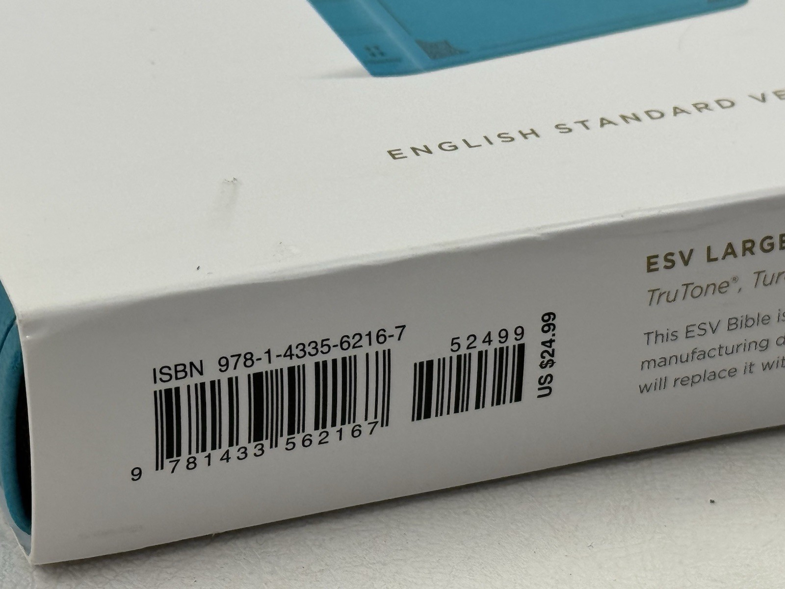 New ESV Large Print Value Thinline Bible (Trutone, Turquoise, Emblem Design)