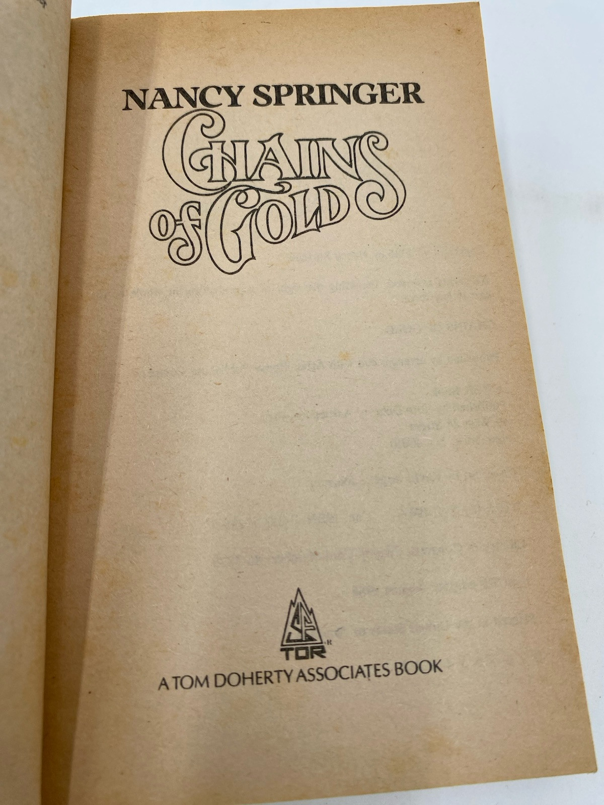 Vintage PB NANCY SPRINGER Chains of Gold. Tor 1988. 1st pbk. Romantic fantasy