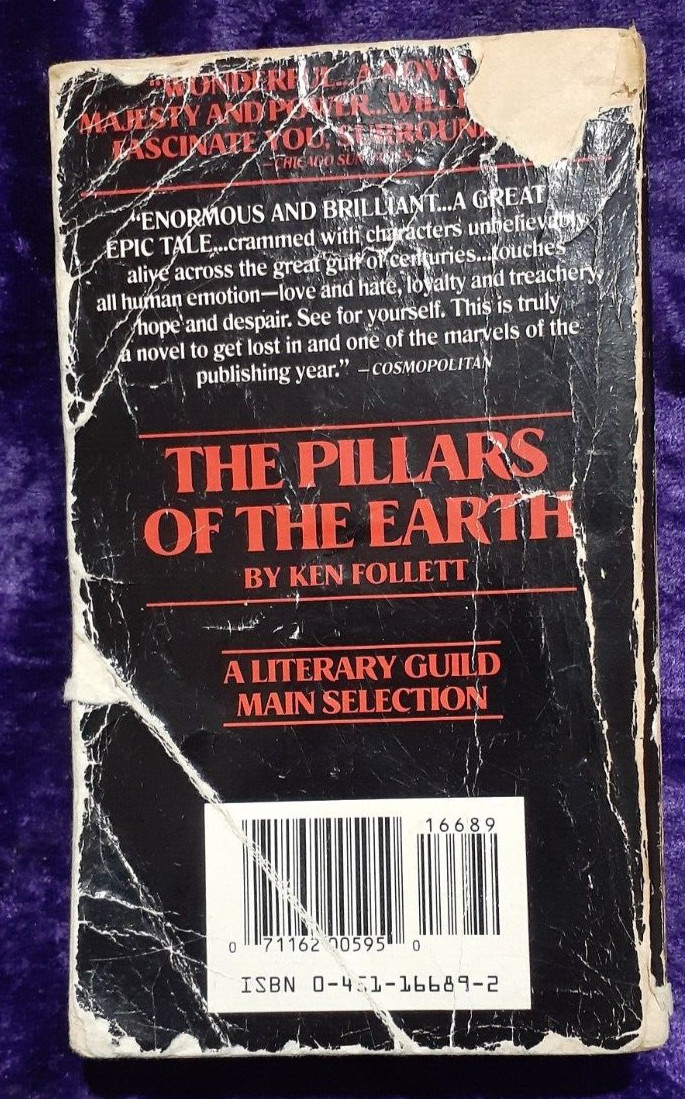 Ken Follett Pillars Of The Earth Book**Torn, Partially Peeled off Title, Stains*