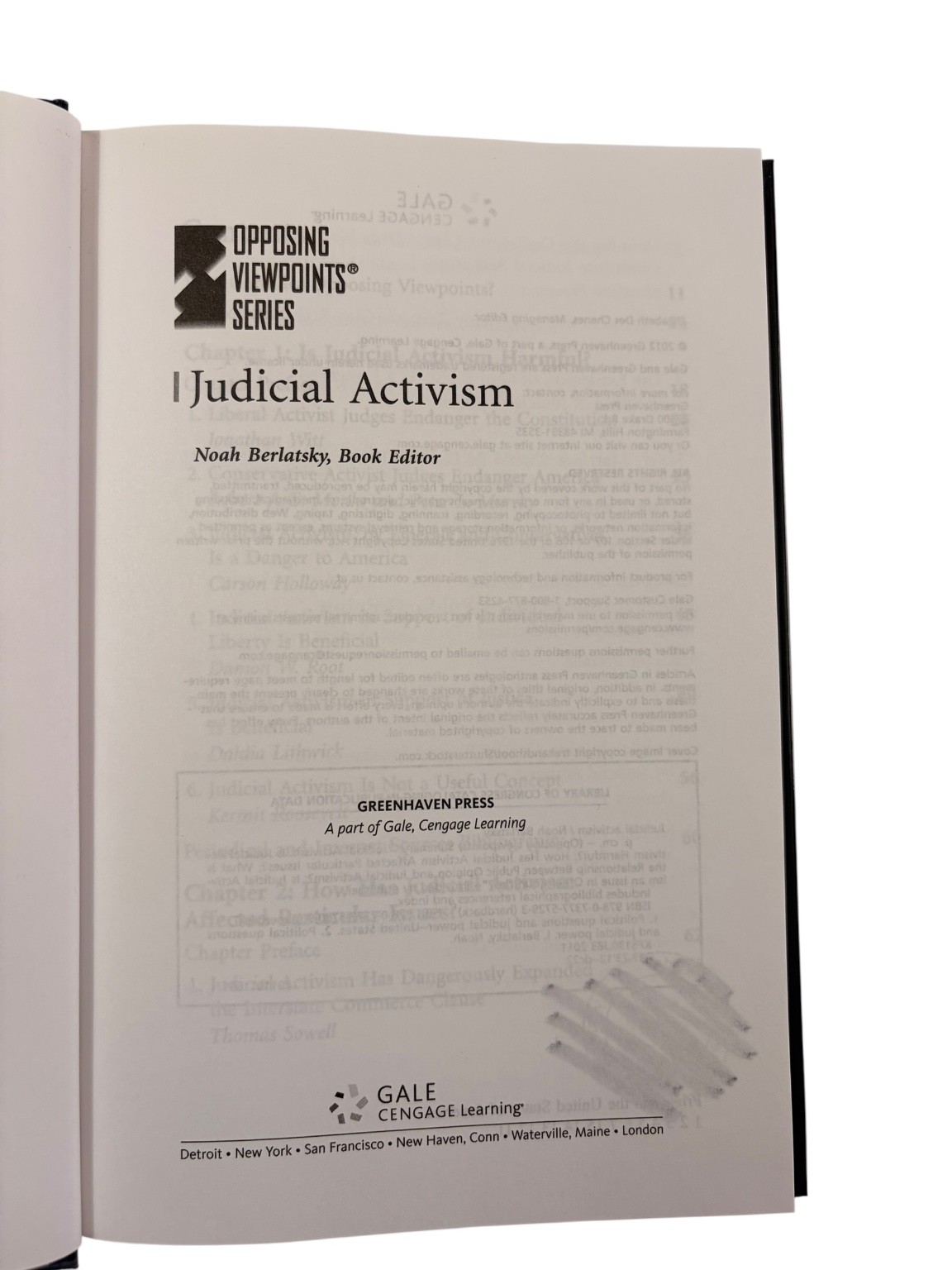 Judicial Activism Noah Berlatsky 2012 Opposing Viewpoints Series Greenhaven