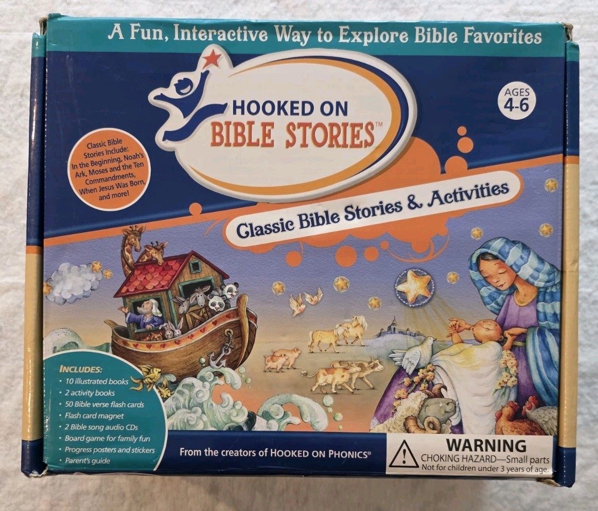 Hooked on Bible Stories:Classic Bible Stories & Activities:Ages 4-6 New Open Box