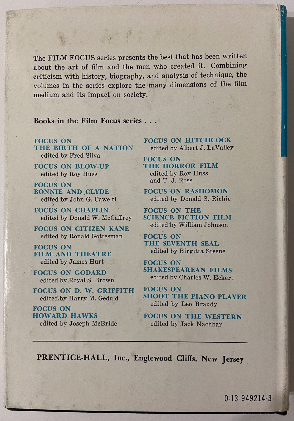 Focus on Orson Welles by Ronald Gottesman (1976 SIGNED 1st Hardcover)