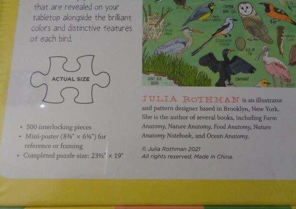 Nature Anatomy: Birds 500 Piece Jigsaw Puzzle by Julia Rothman (2021) NEW sealed