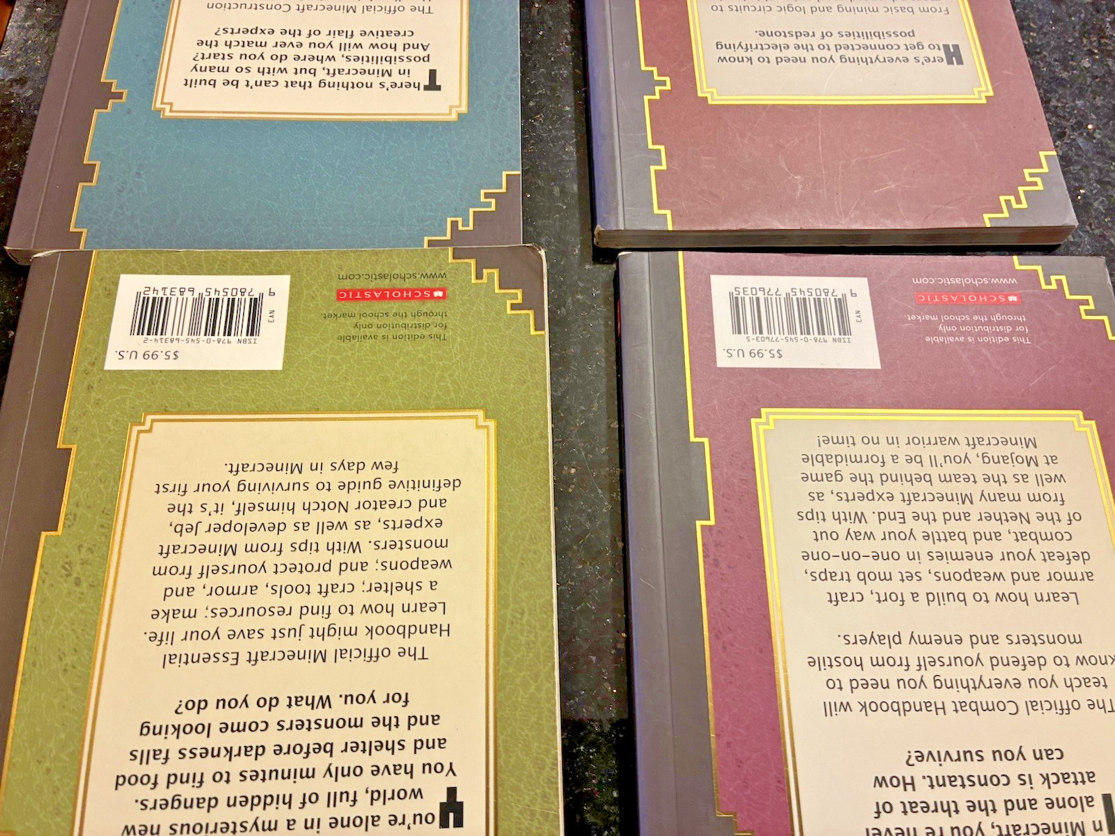 Minecraft Mojang Handbook Set of 4 Paperback Combat/Redstone/Essential/Construct