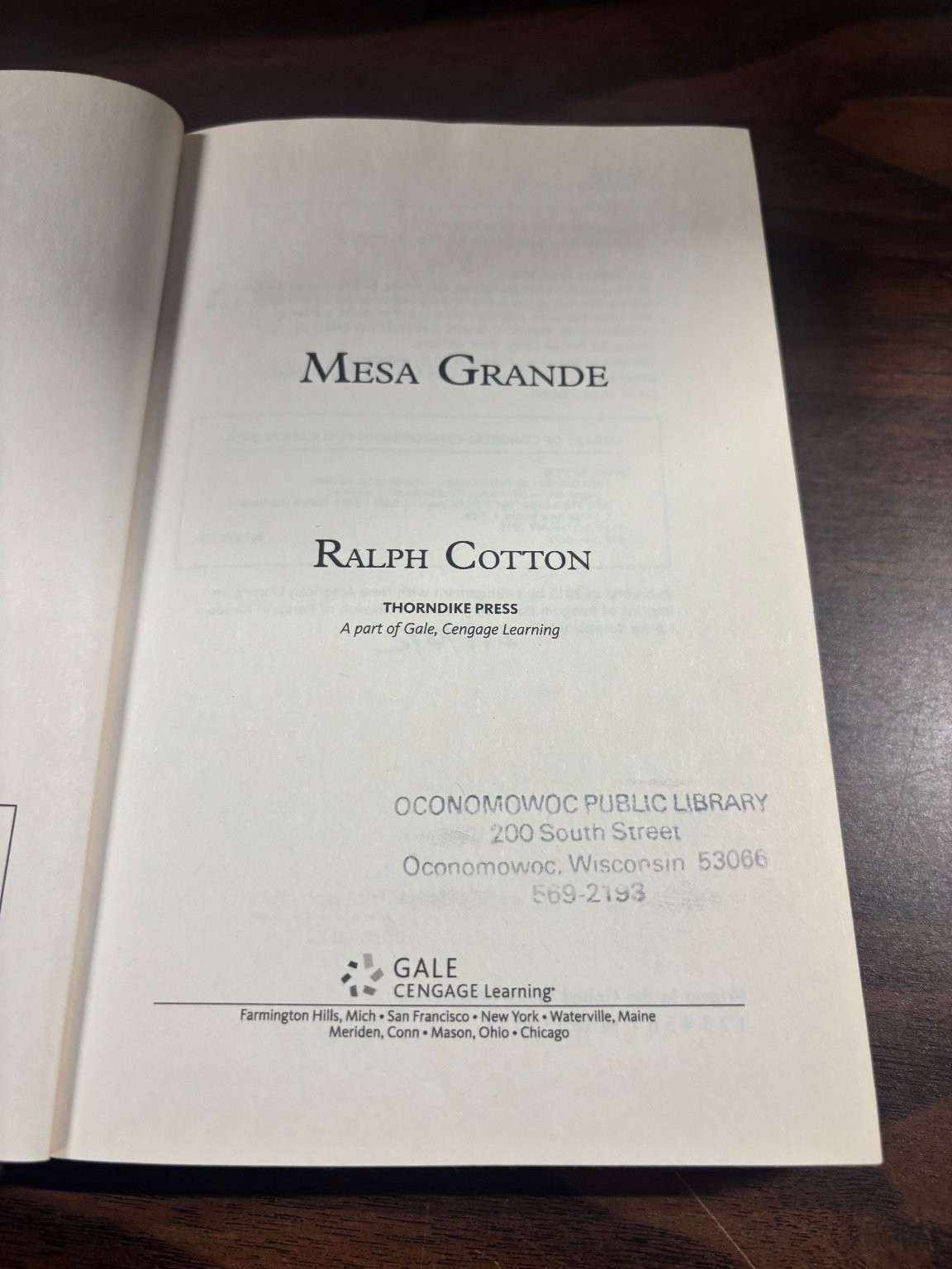 Mesa Grande Ralph Cotton 2015 Large Print Western Thorndike Press