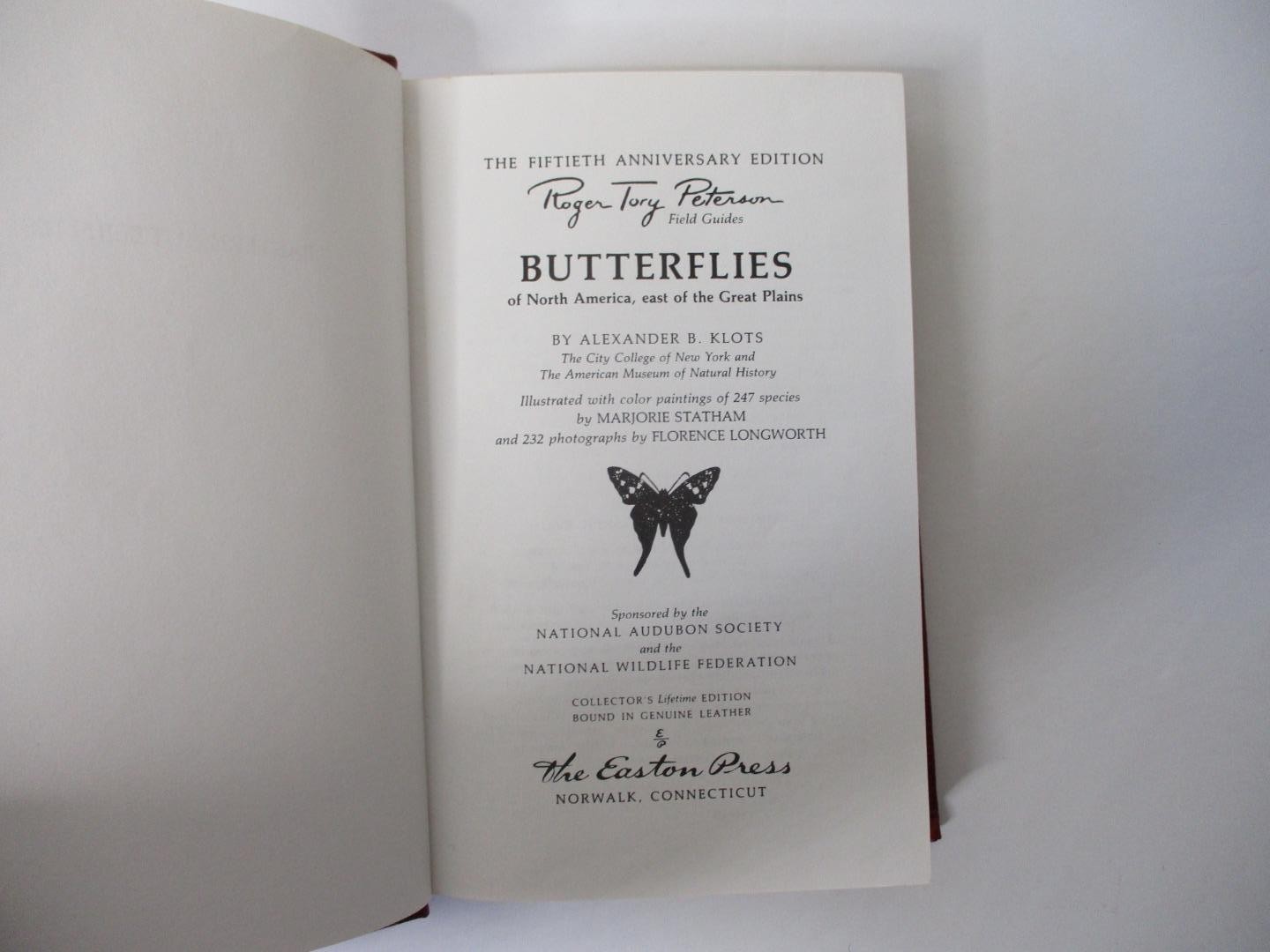 Roger Tory Peterson; FIELD GUIDES, Eastern BUTTERFLIES (1986 H.C. Book) + Ribbon