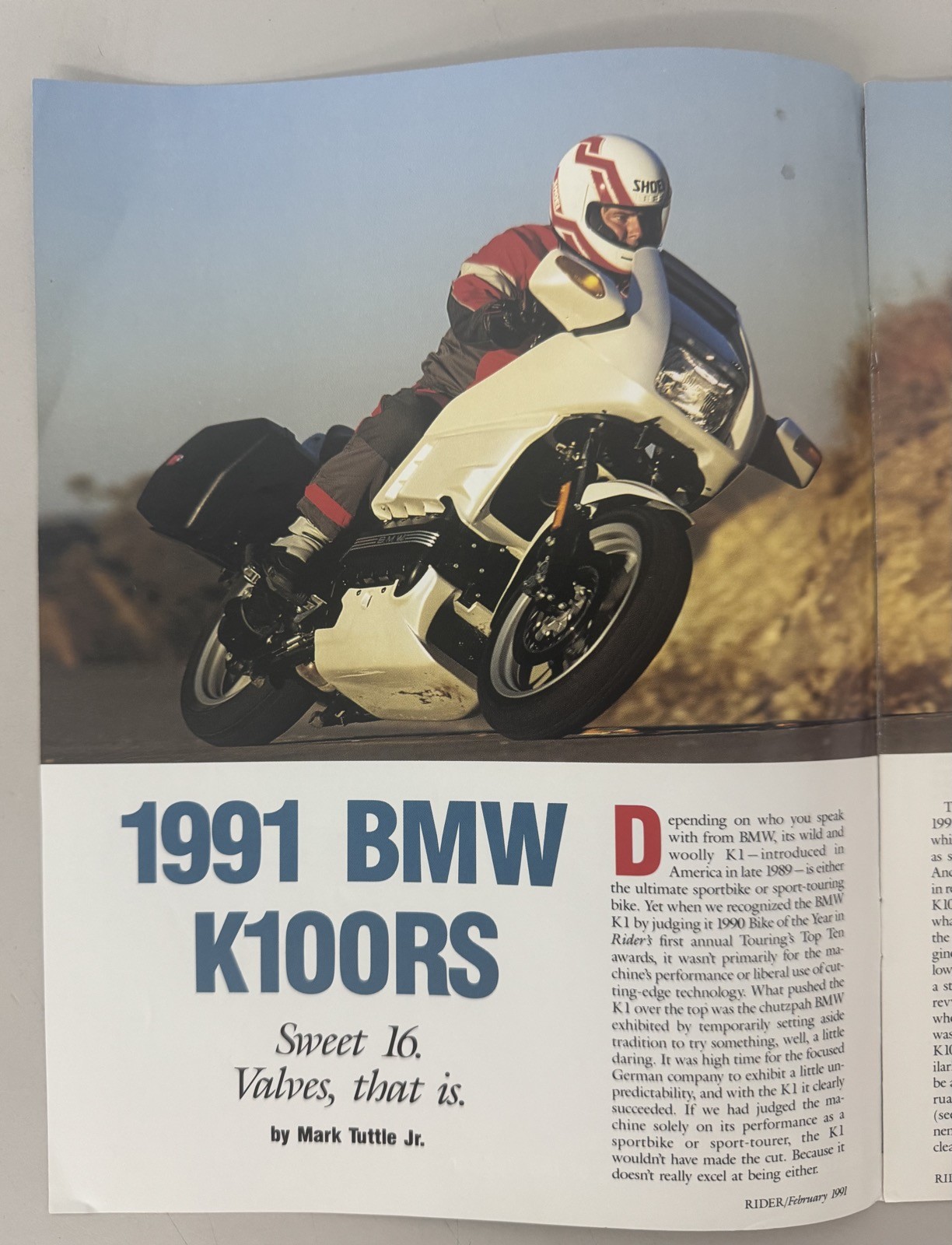 1991 Rider Magazine BMW K100RS 16-Valve Feature – White Knight Article