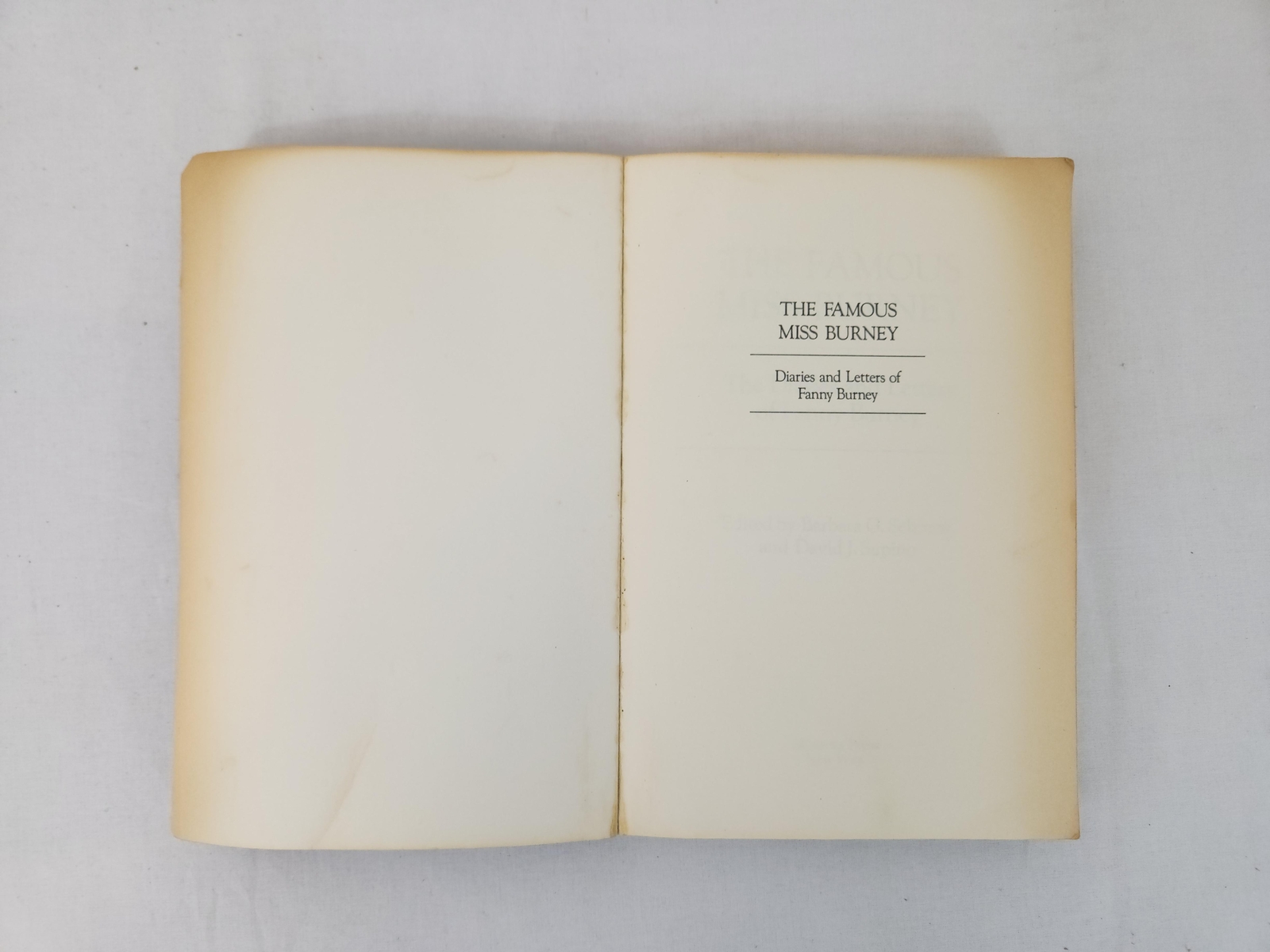 The Famous Miss Burney The Diaries & Letters of Fanny Burley by Schrank, Supino