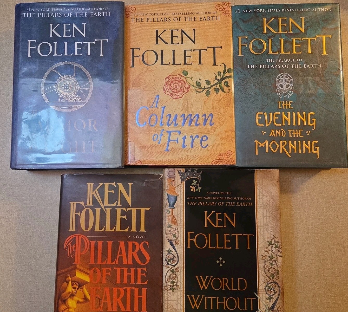 5 Lot Ken Follett ~ Complete KINGSBRIDGE Series ~ ALL Hardcover