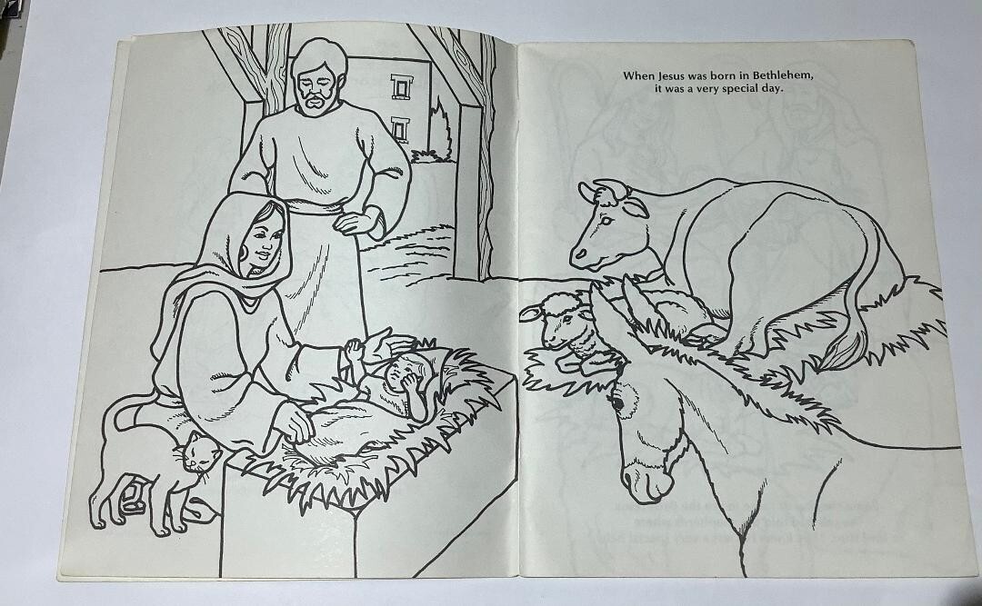 Vintage Life of Jesus Bible Story Coloring Book Warner Press 1988