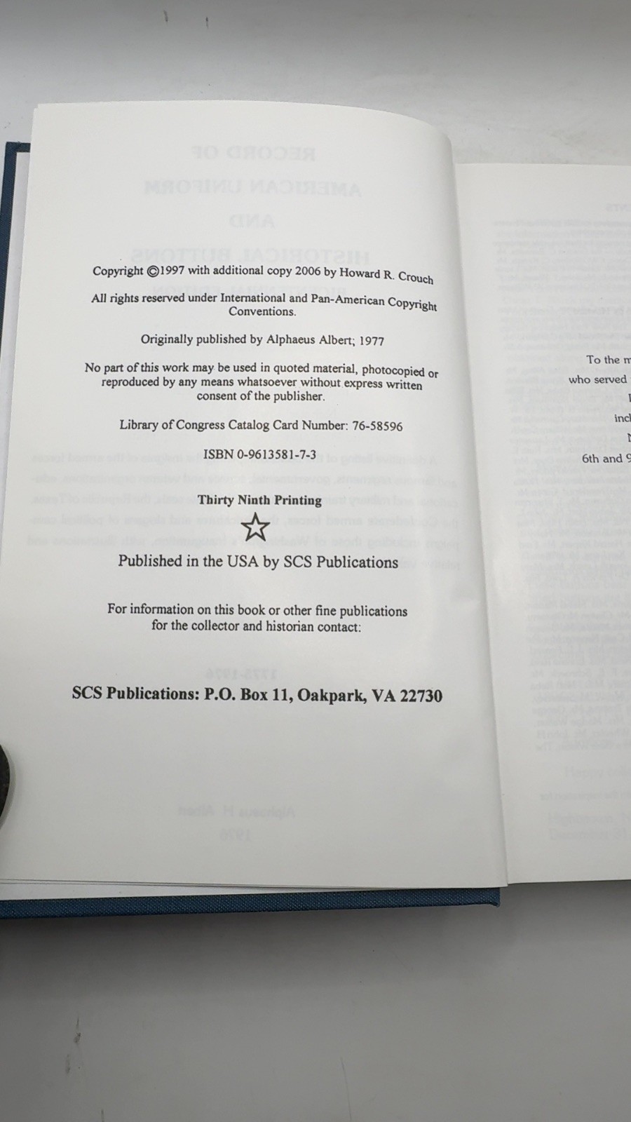 Record of American Uniform and Historical Buttons Bicentennial Edition Alpheu…